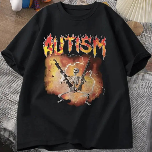 Autistic Skeleton Graphic Tee TeeHeHee