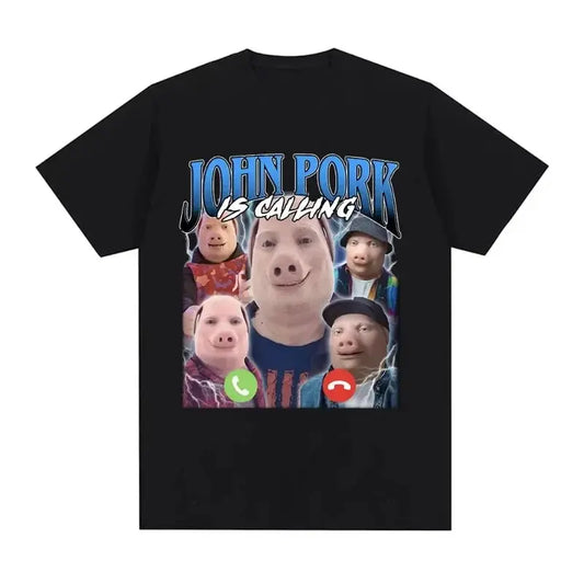 "John Pork Is Calling" Graphic Meme Tee TeeHeHee